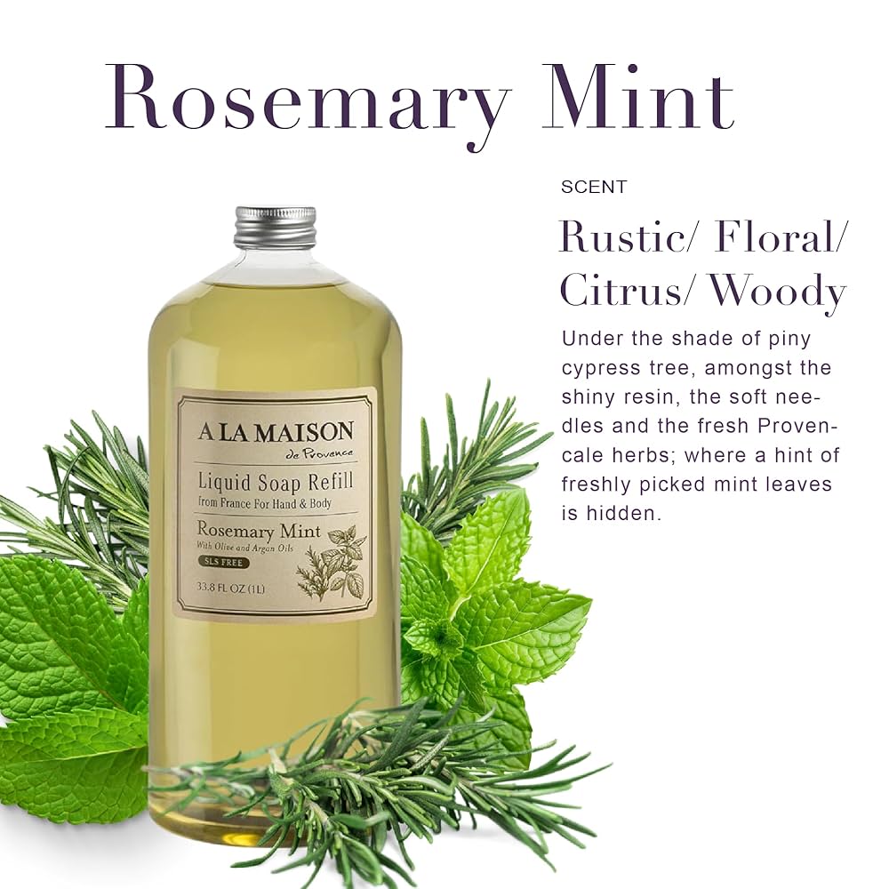 Amazon.com : A LA MAISON Rosemary Mint Liquid Soap Bottles